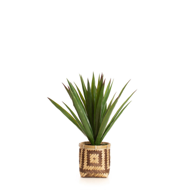 55cm Artificial Spikey Plant Bamboo Basket